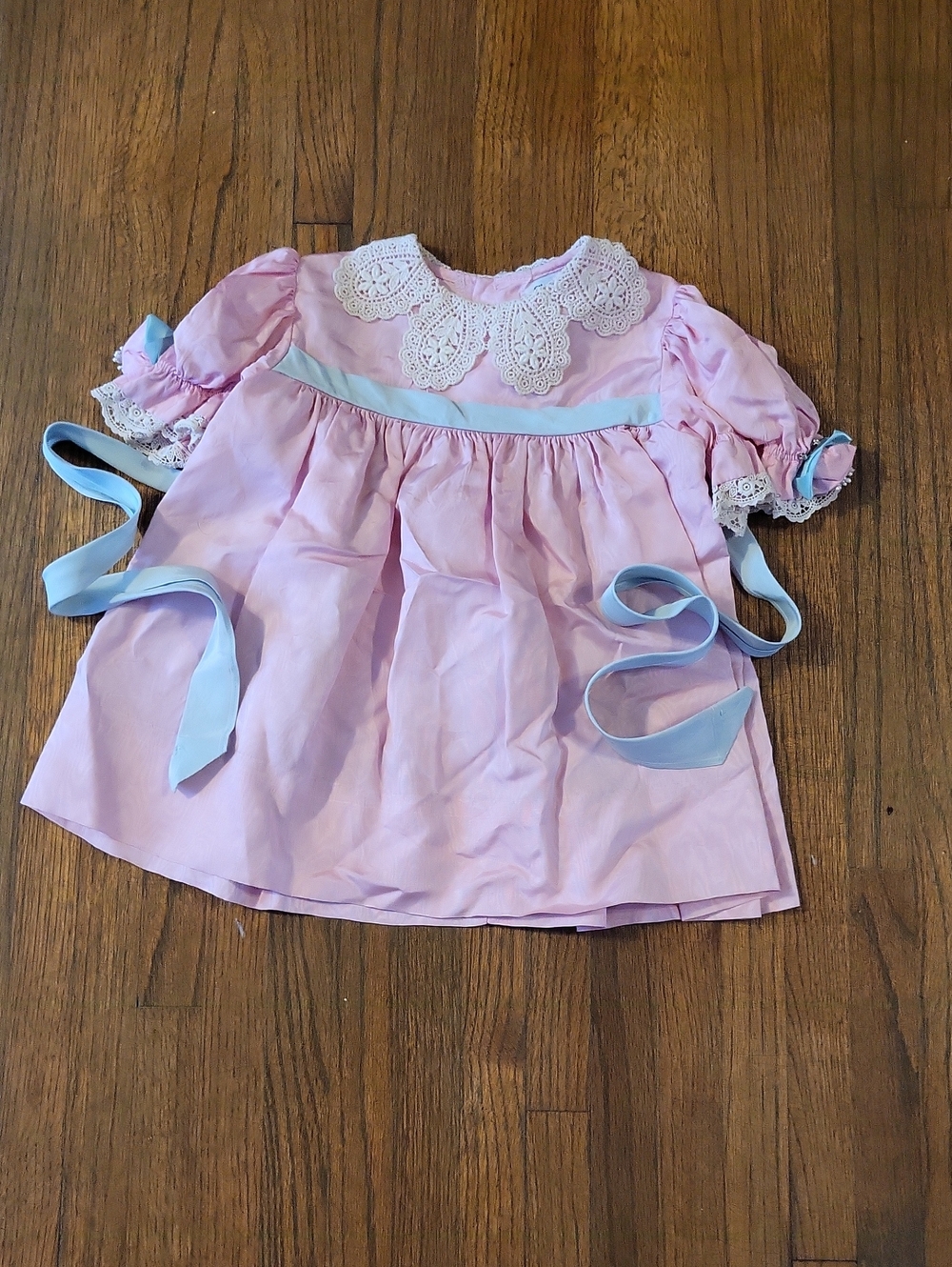 Christian Dior Enfant Rare Vintage Pink Lace-Peter Pen Collar Girls' Dress